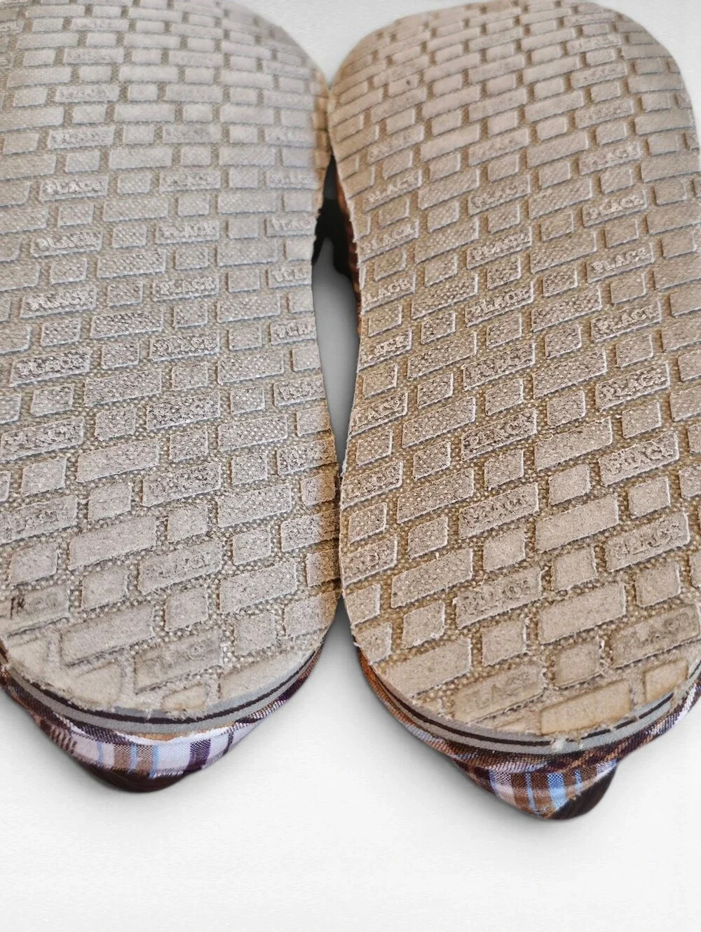 The Children's Place Brown and Beige Plaid Slip On Shoes Size 5
